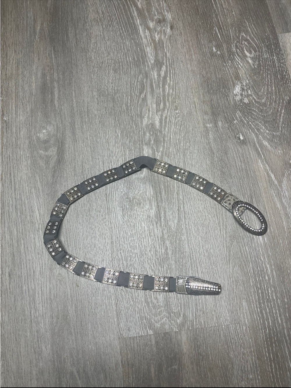 Women’s  Black Rhinestone Accent Leather Belt - Stylish Evening Accessory